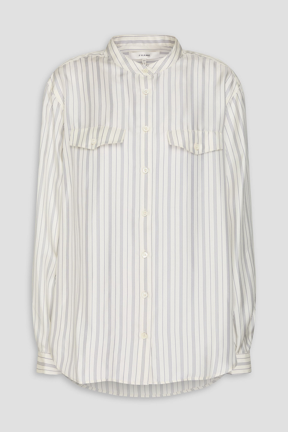Frame Femme Pocket Gestreiftes Hemd Aus Seiden-twill In Naturfarben