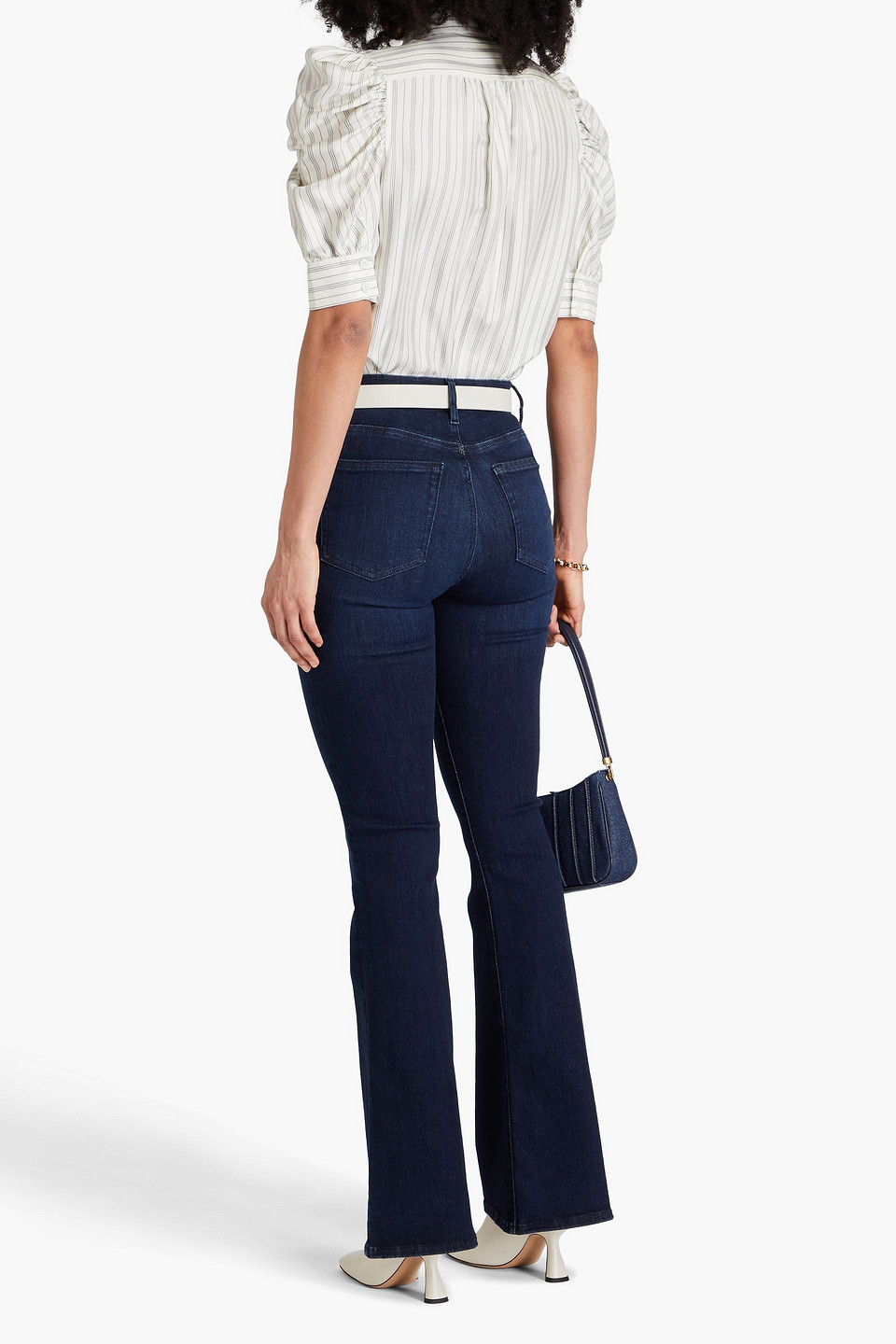 Frame Gillian Striped Silk-twill Blouse In Ecru