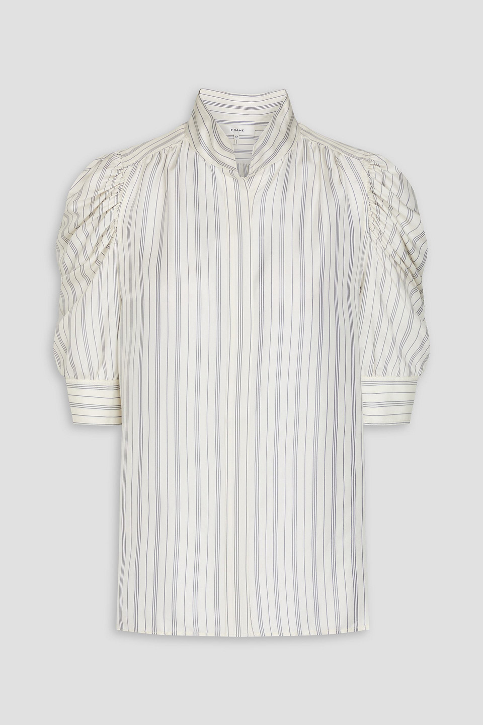 Frame Gillian Striped Silk-twill Blouse In Ecru