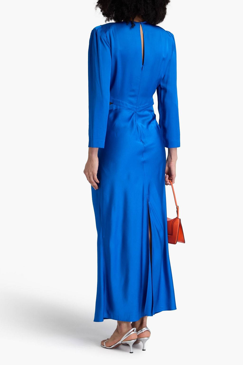 SANDRO Embellished cutout satin maxi dress