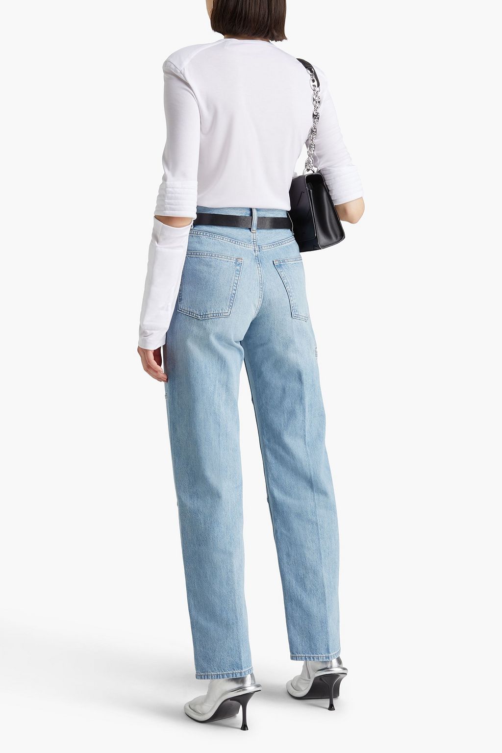 HELMUT LANG ハイライズ ストレートレッグジーンズ 色あせ加工
