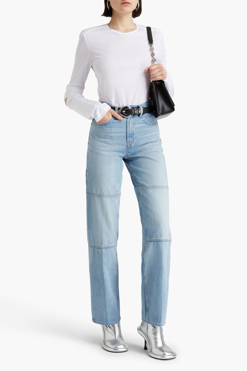 HELMUT LANG ハイライズ ストレートレッグジーンズ 色あせ加工
