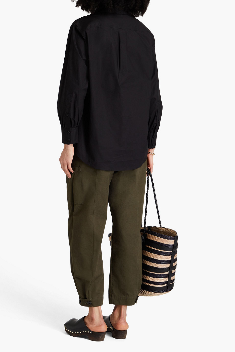 Frame The Borrowed Pocket Organic Cotton Button-up Shirt In Black