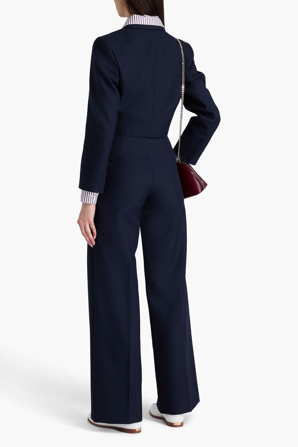 SANDRO Wool-blend twill flared pants