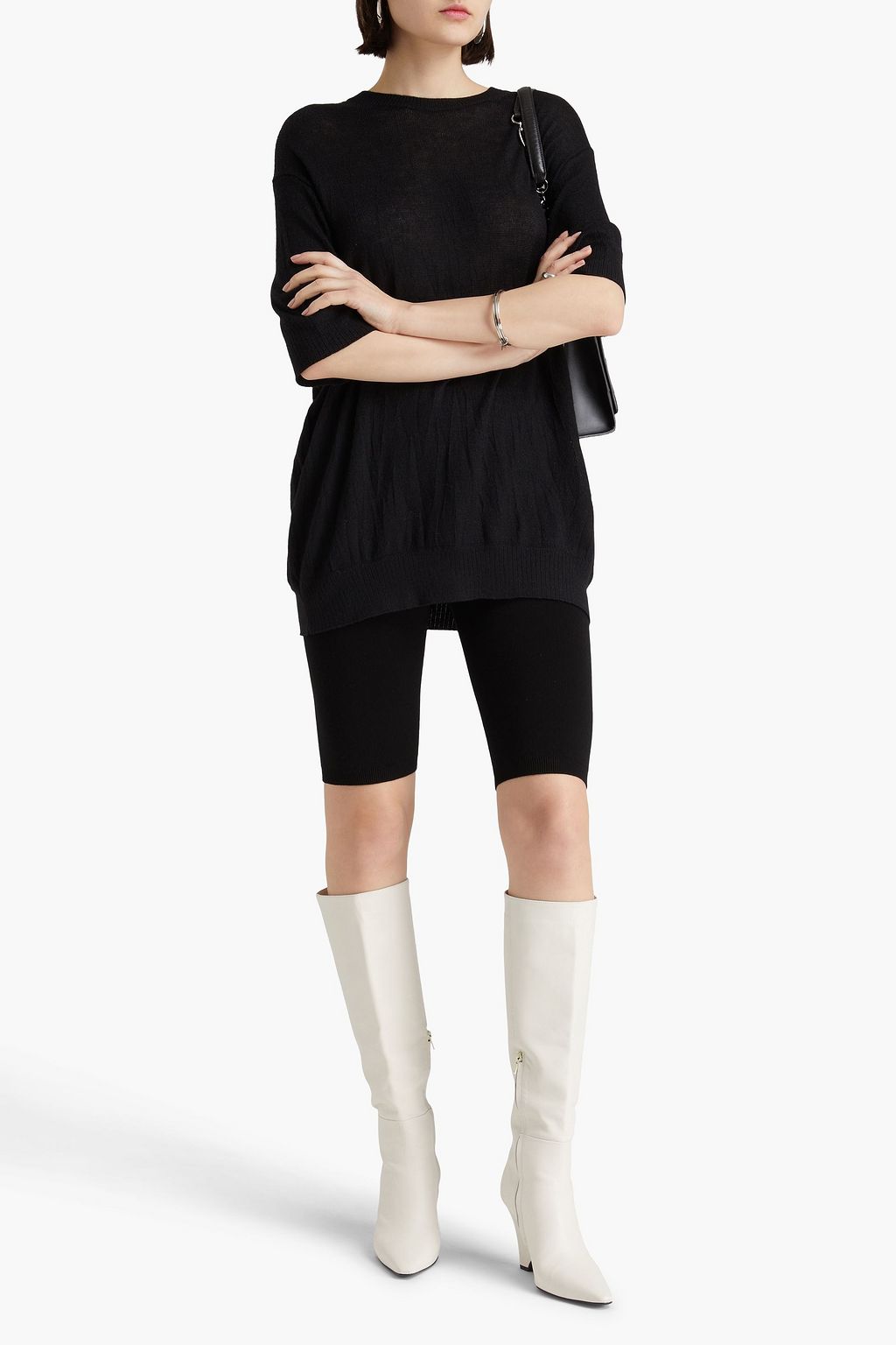 HELMUT LANG Crinkled merino wool-blend T-shirt