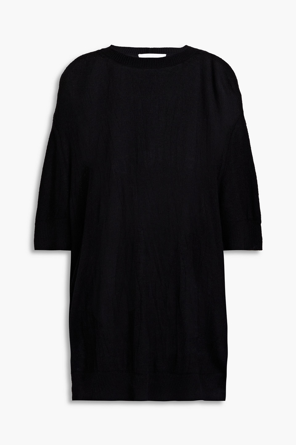 Helmut Lang Crinkled Merino Wool-blend T-shirt In Schwarz