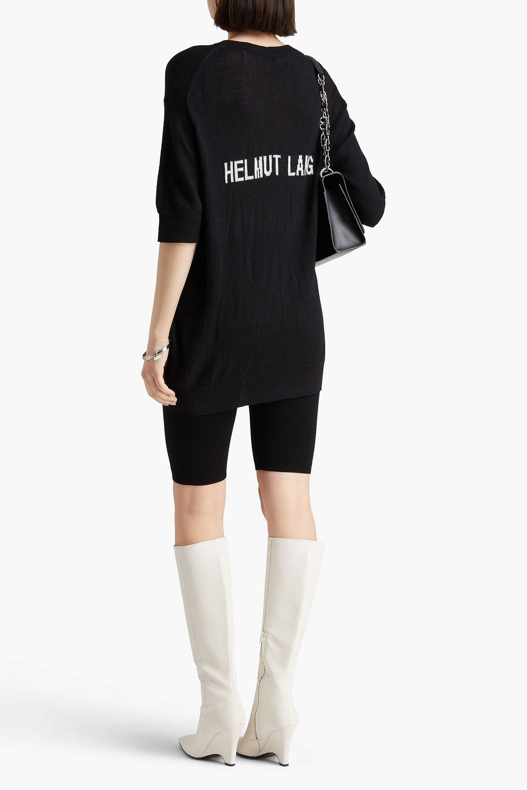 HELMUT LANG Crinkled merino wool-blend T-shirt