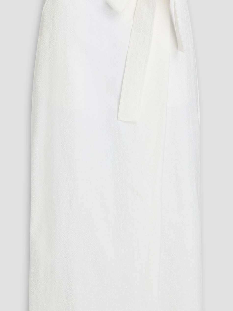 ven belted cotton-seersucker midi skirt