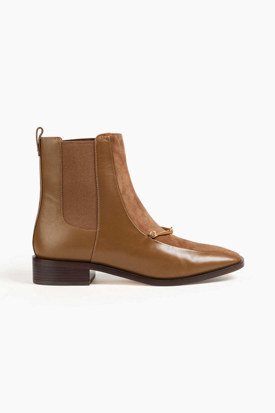 Tory Burch Chelsea-boots Aus Leder Mit Veloursledereinsatz Und Verzierung In Hellbraun