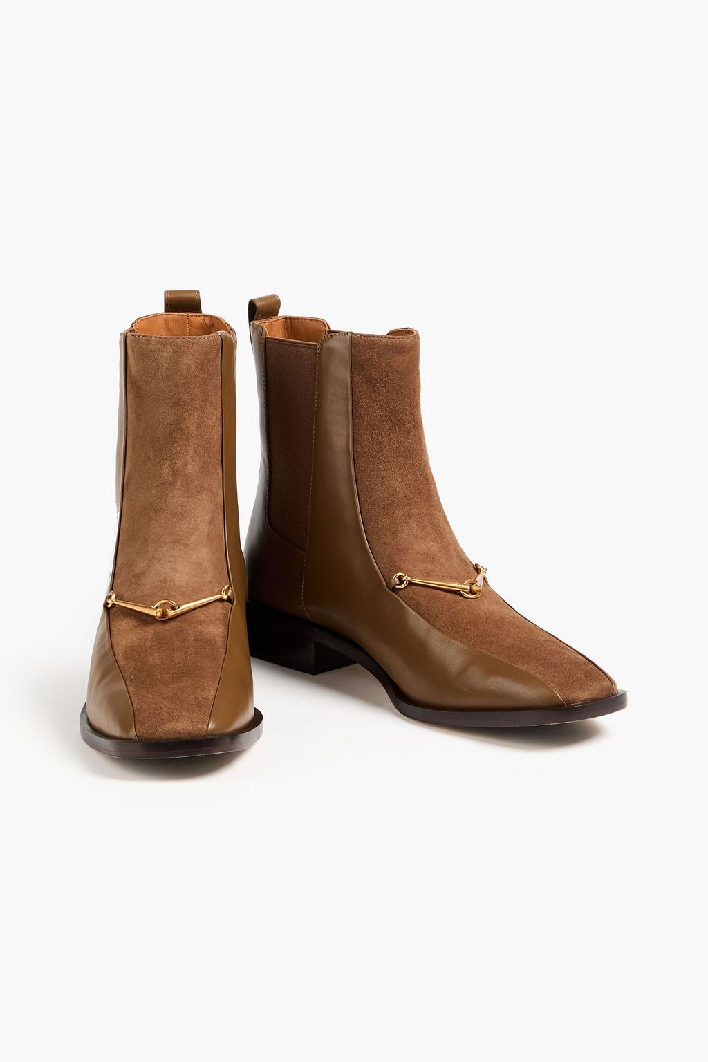 TORY BURCH Suede-trimmed leather Chelsea boots