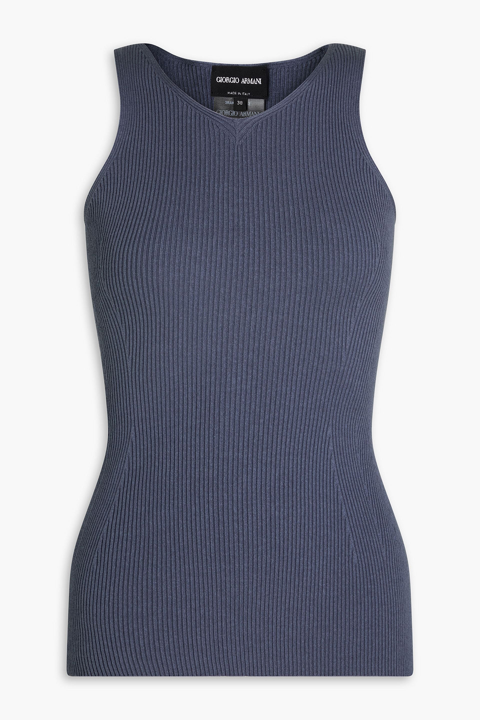 Giorgio Armani Geripptes Tanktop Aus Einer Baumwollmischung In Storm Blue