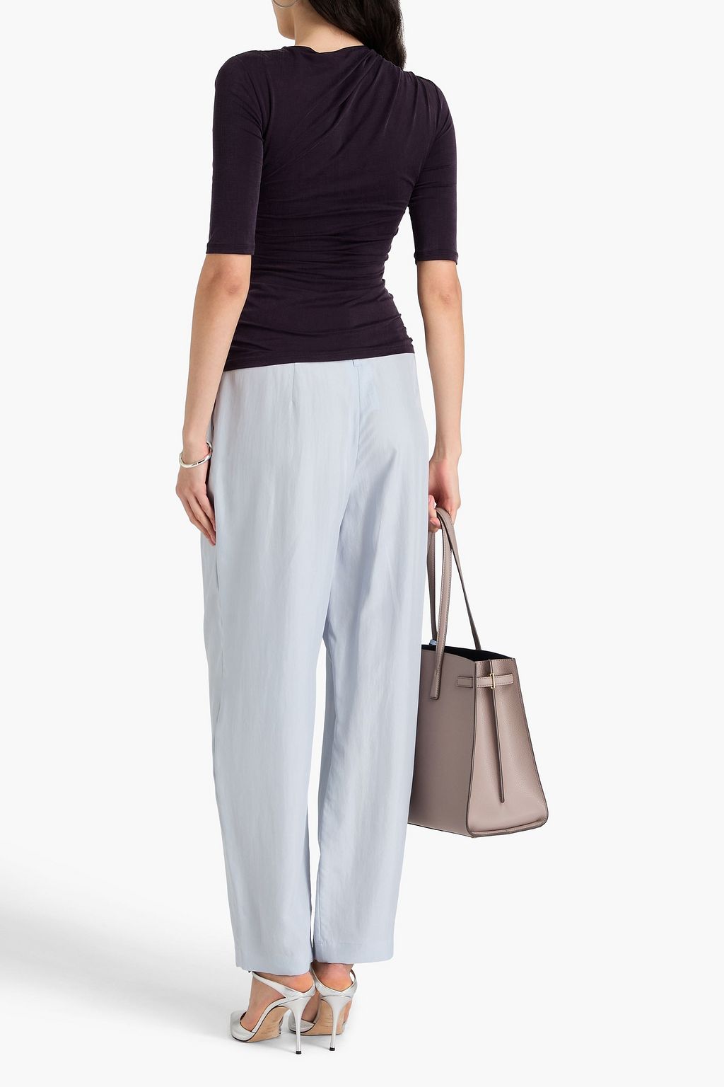 GIORGIO ARMANI Draped cupro-blend jersey top
