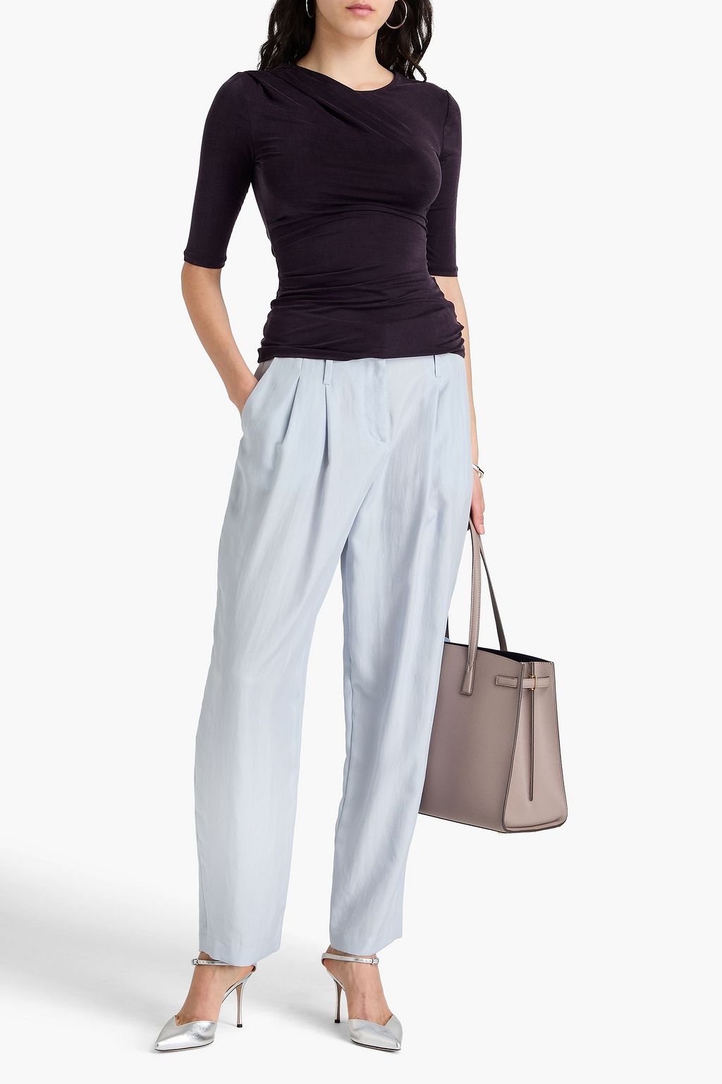 GIORGIO ARMANI Draped cupro-blend jersey top