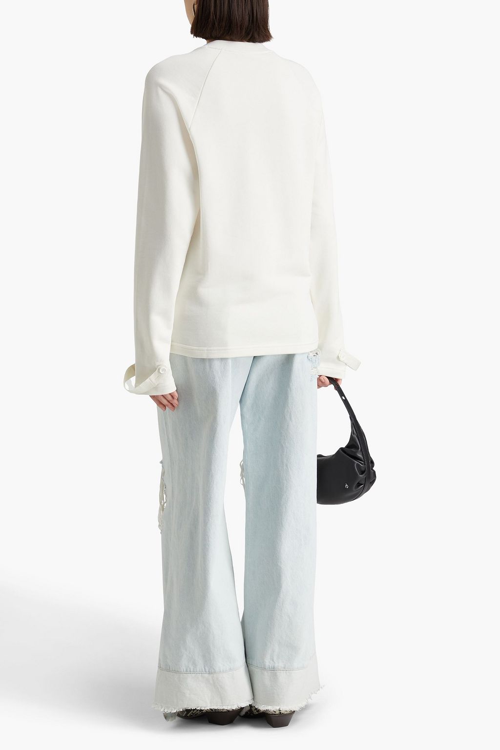 HELMUT LANG سويت شيرت من قطن تيري الفرنسي المطاطي