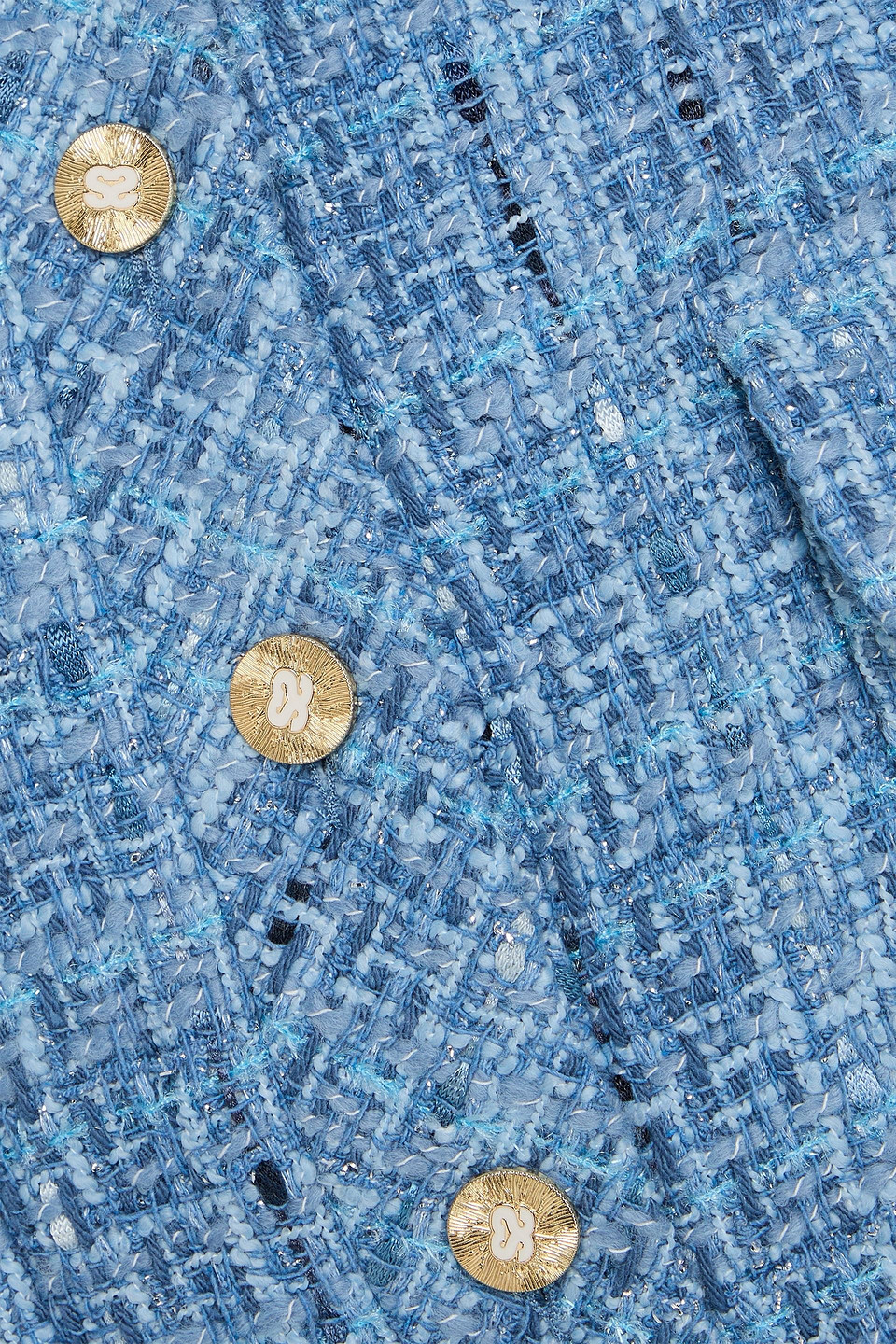 Sandro Short-sleeve Tweed Jacket In Bleu