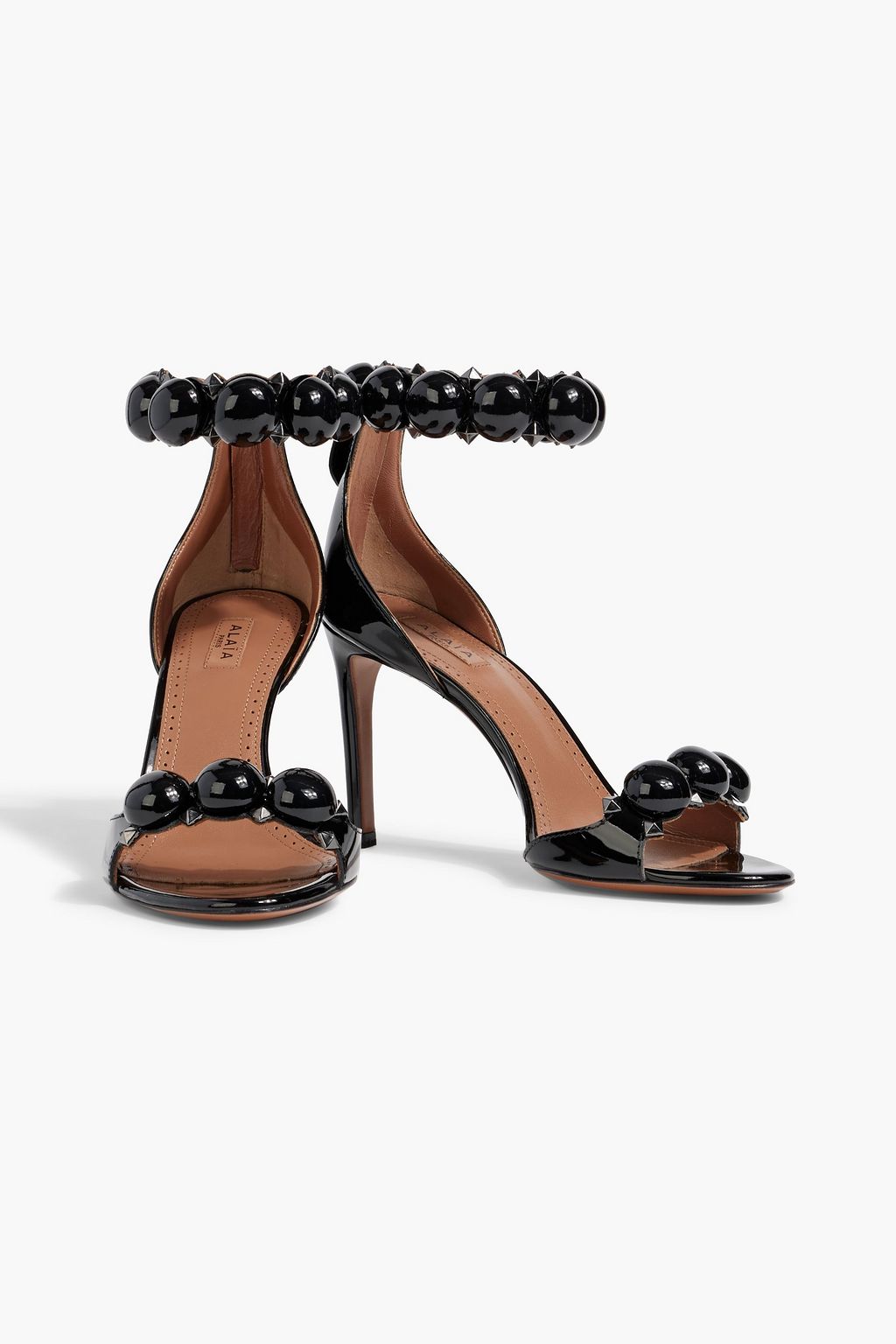 ALAÏA La Bombe 90 studded patent-leather sandals
