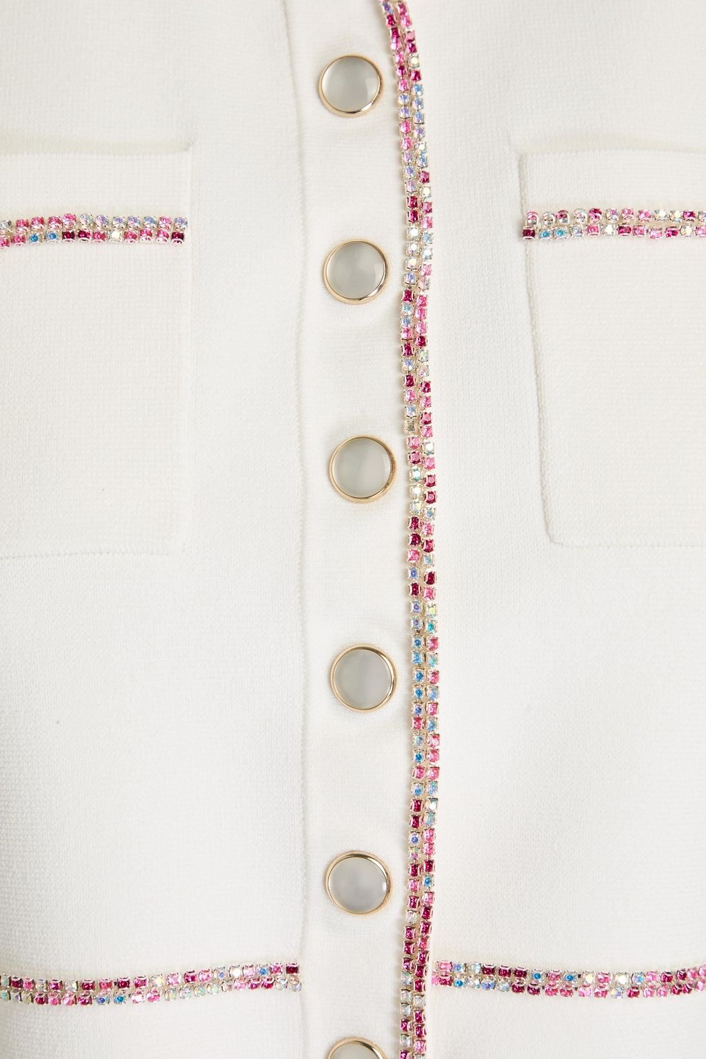 SANDRO Cropped crystal-embellished stretch-knit cardigan