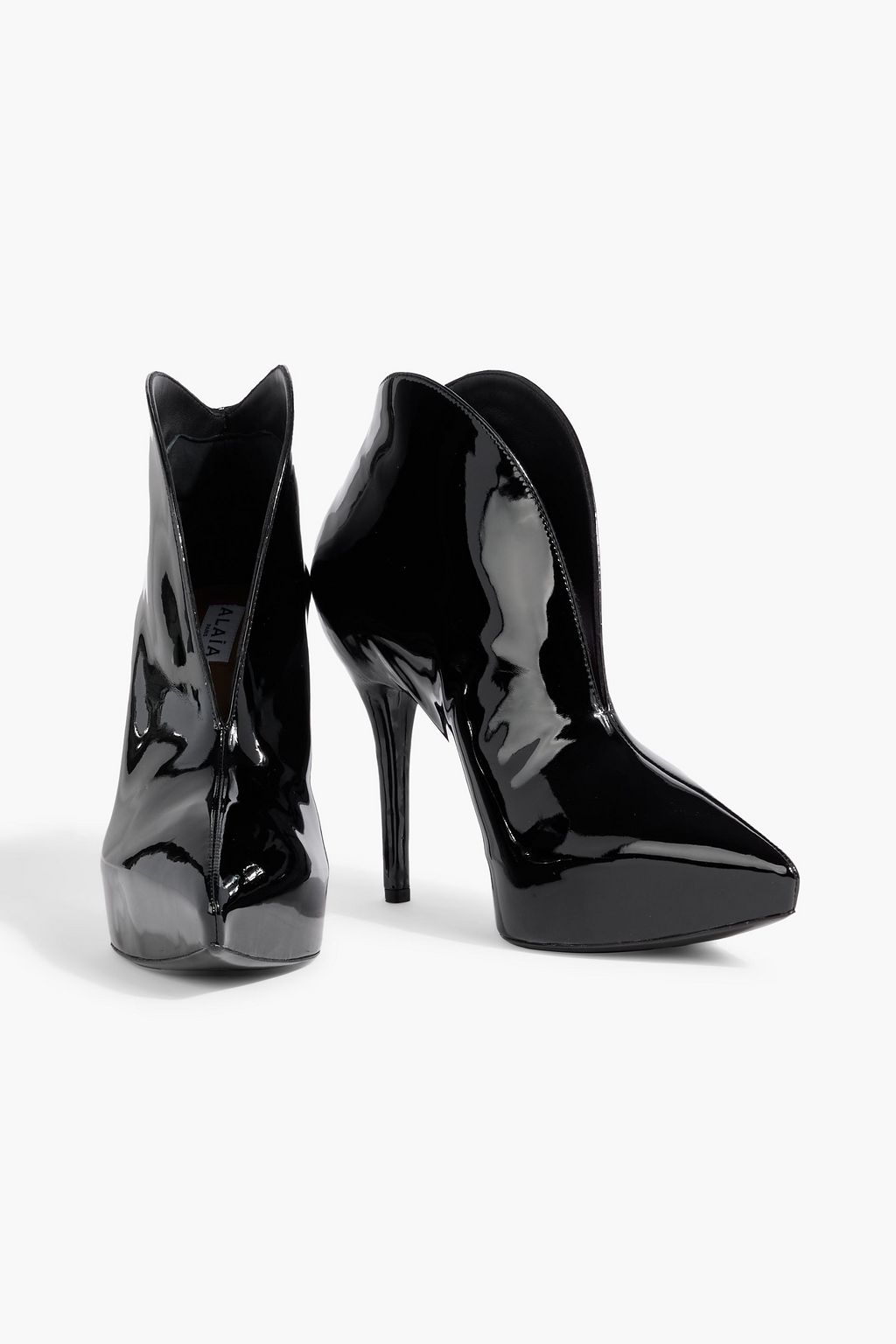 ALAÏA Slick patent-leather platform ankle boots