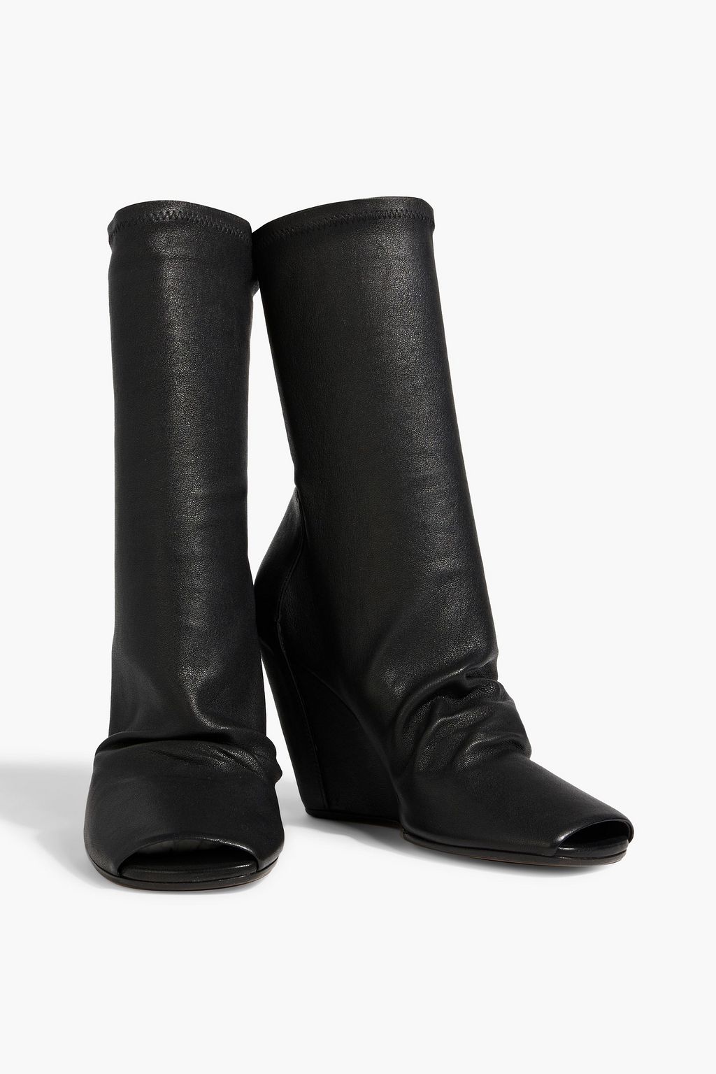 RICK OWENS Leather-blend wedge ankle boots