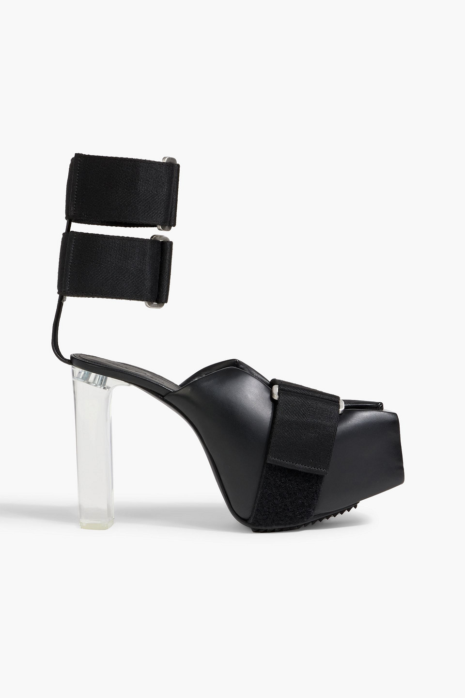 Rick Owens Splint Kiss Leather And Webbing Platform Sandals In Black