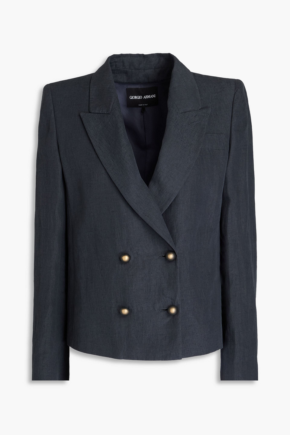 Giorgio Armani Doppelreihiger Blazer Aus Leinen In Storm Blue