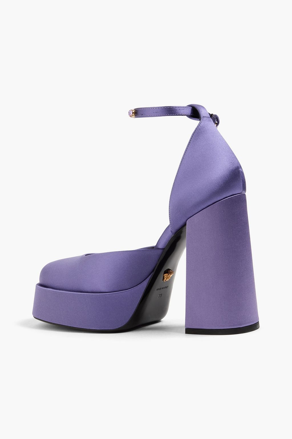 VERSACE Embellished satin platform pumps
