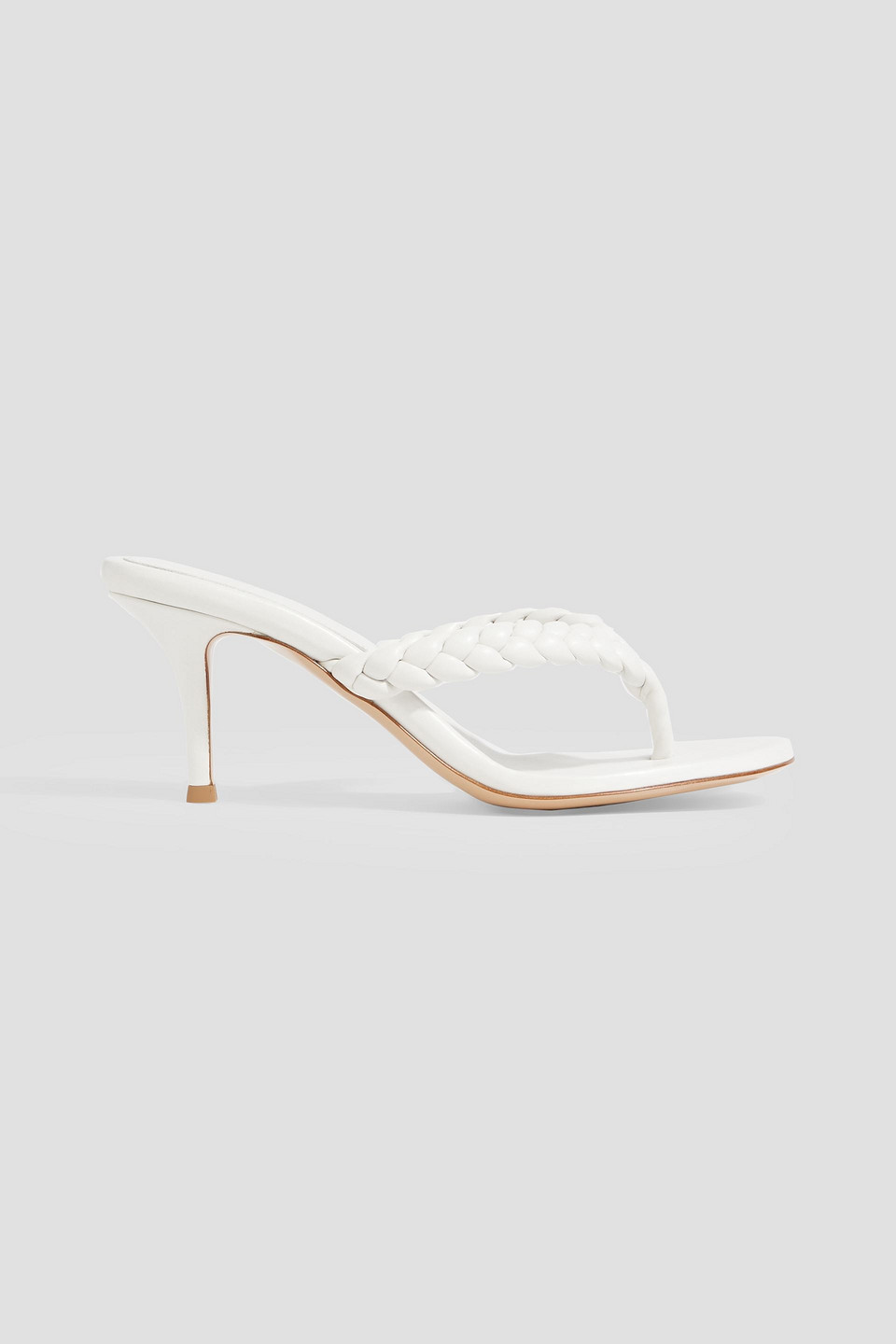 Gianvito Rossi 70mm Tropea Braided Leather Thong Sandal In White