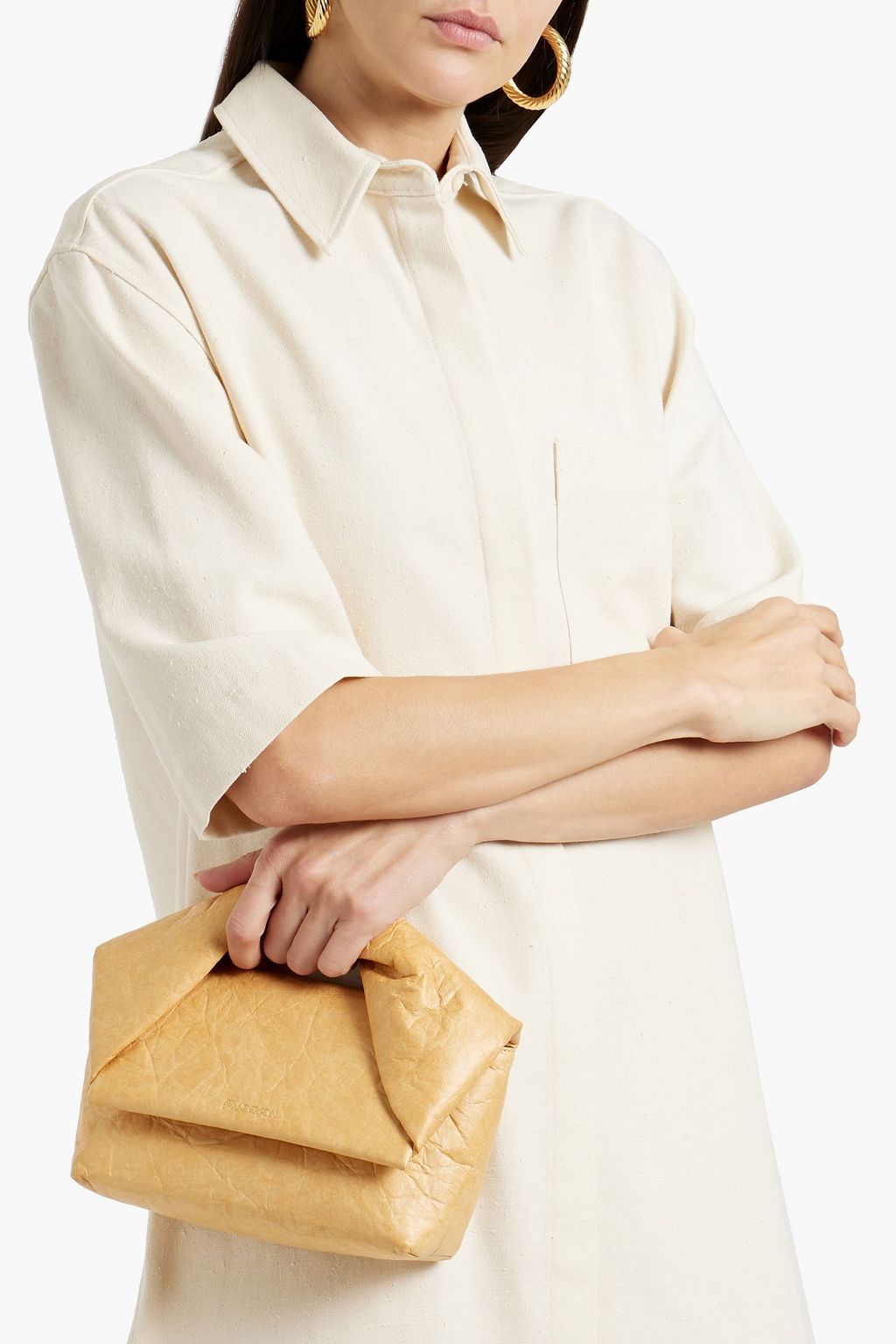 JW ANDERSON Twister midi crinkled cotton-blend shoulder bag
