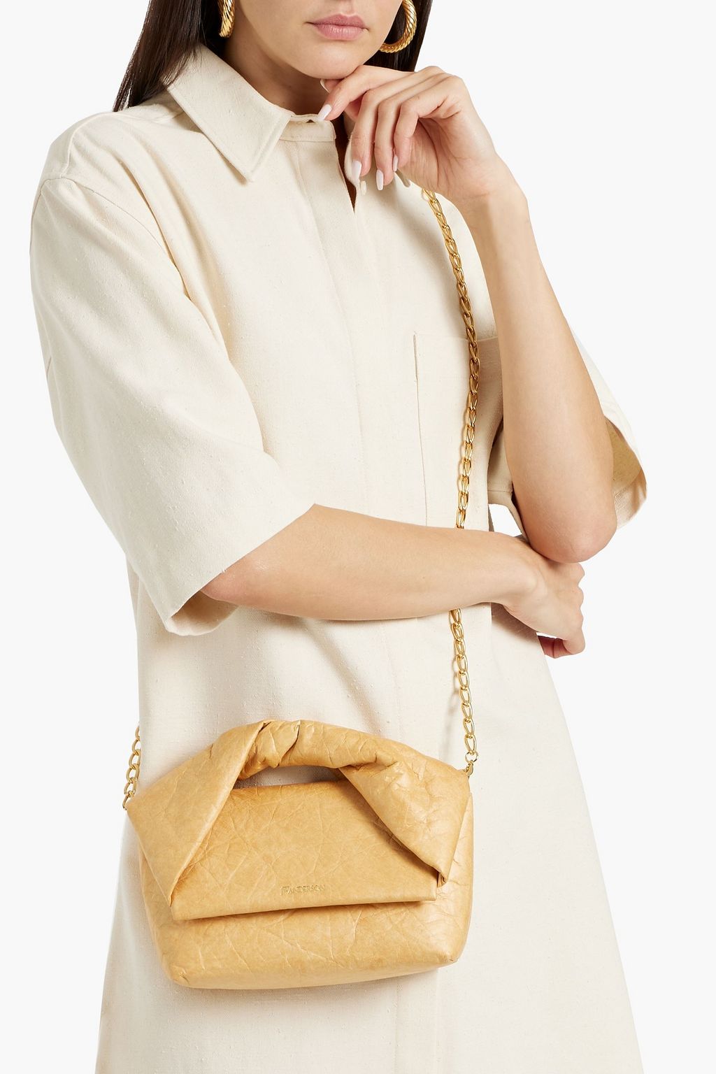 JW ANDERSON Twister midi crinkled cotton-blend shoulder bag