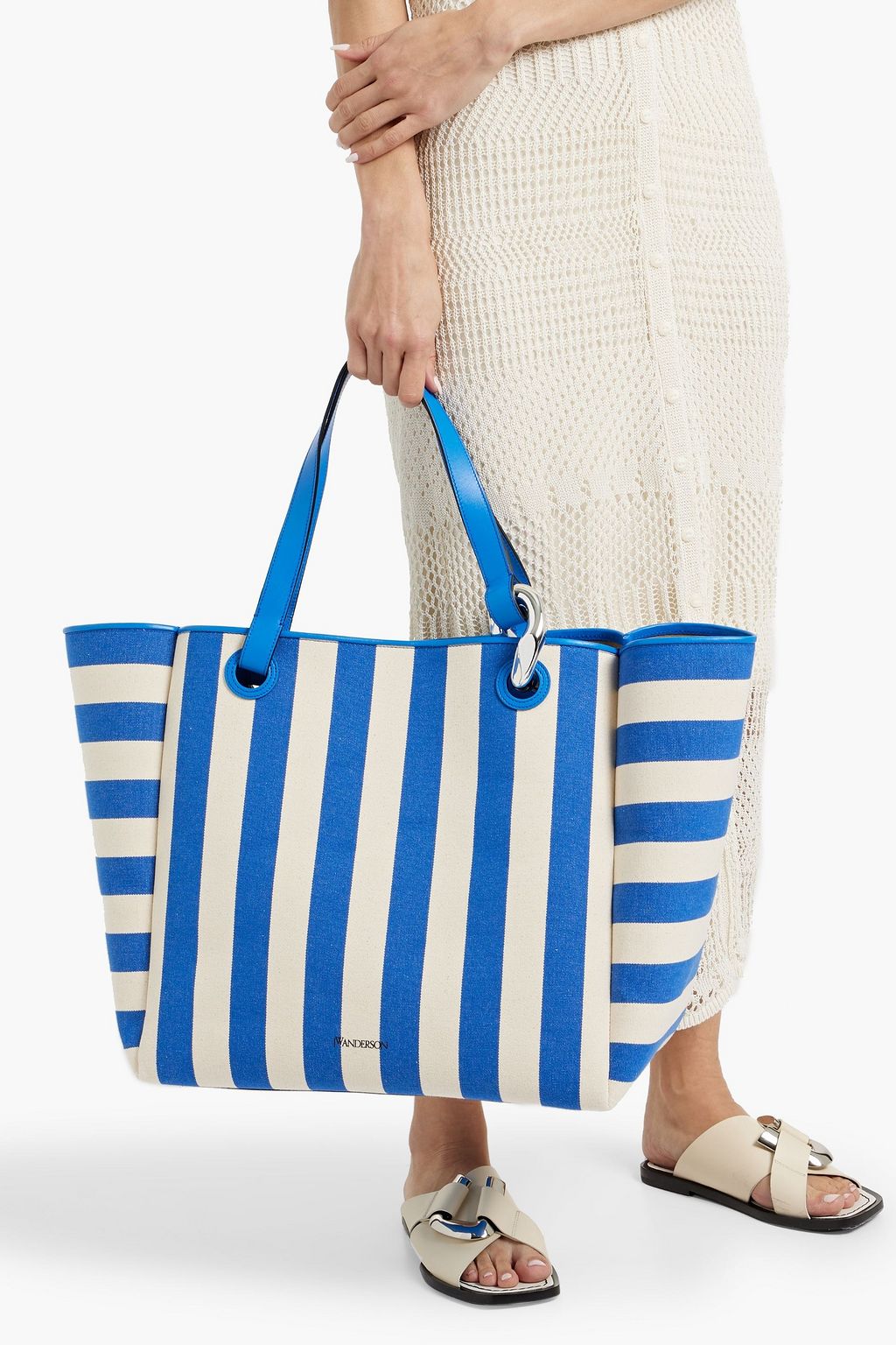 JW ANDERSON Corner large striped canvas tote