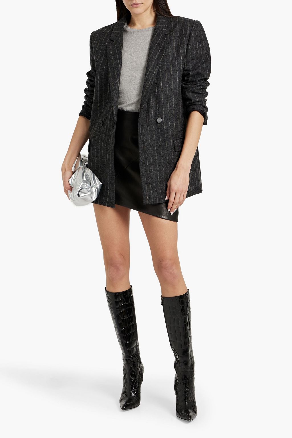 IRO Donesi double-breasted pinstriped wool-blend felt blazer