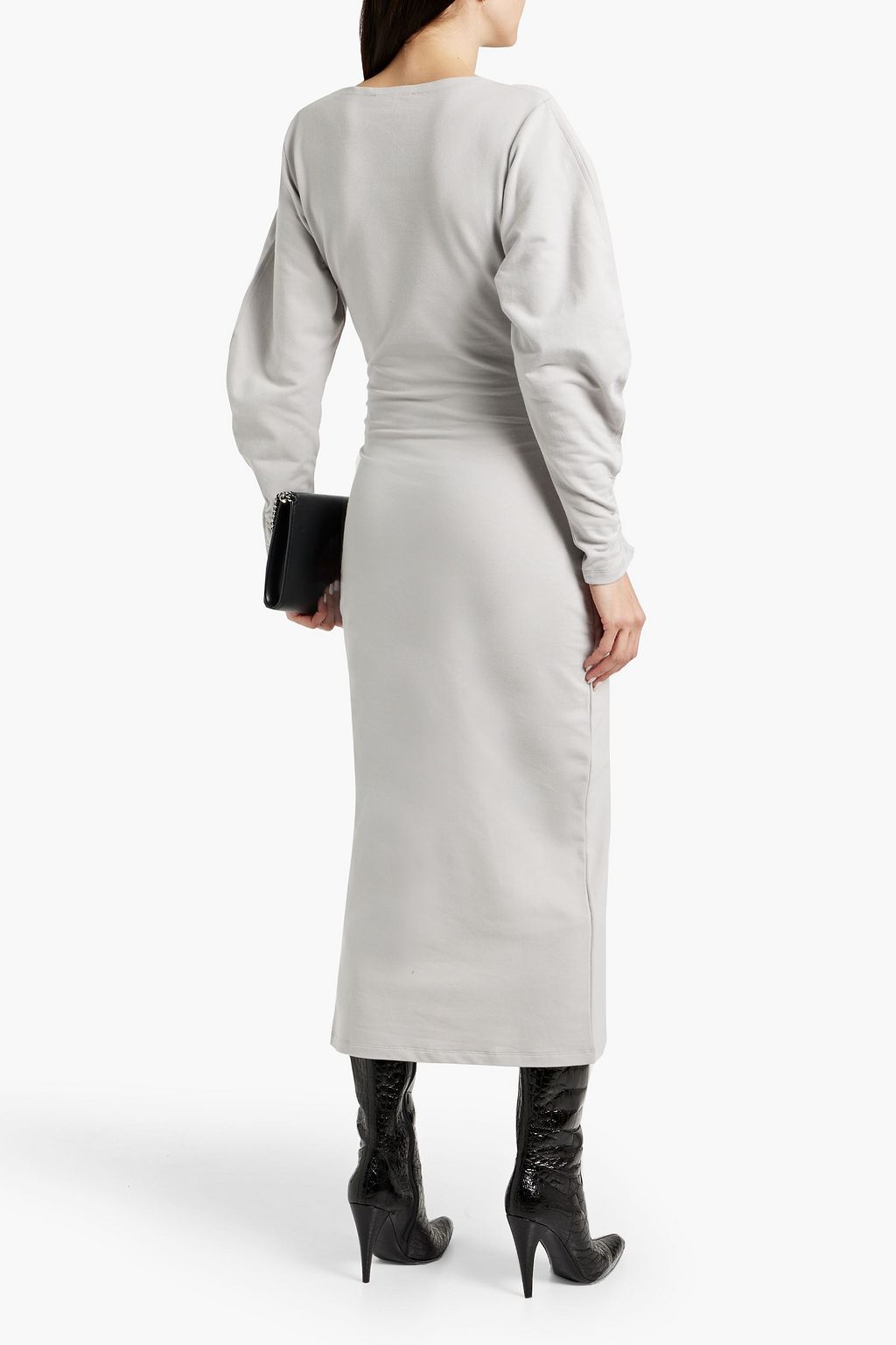 IRO Rokah wrap-effect French cotton-blend terry midi dress