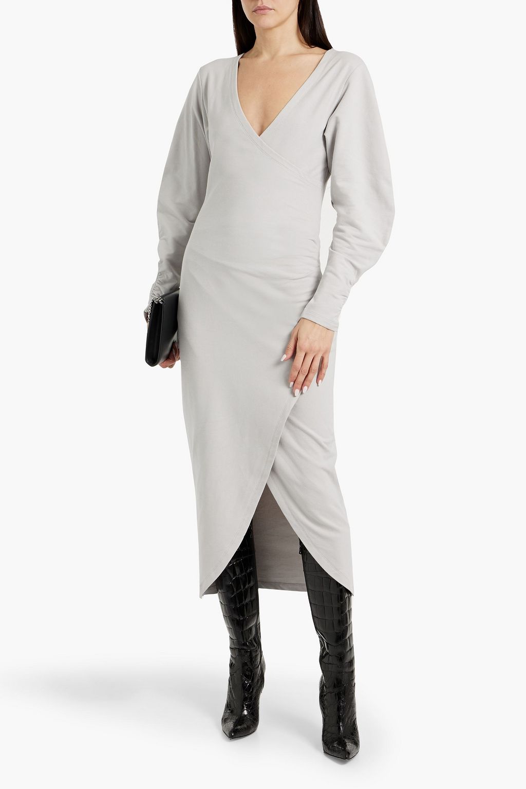 IRO Rokah wrap-effect French cotton-blend terry midi dress