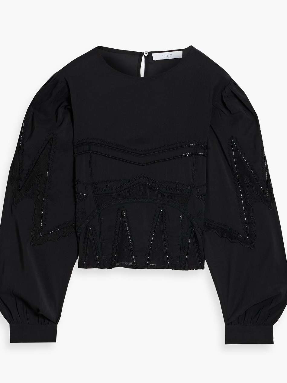 mirama cropped embellished crepe de chine top