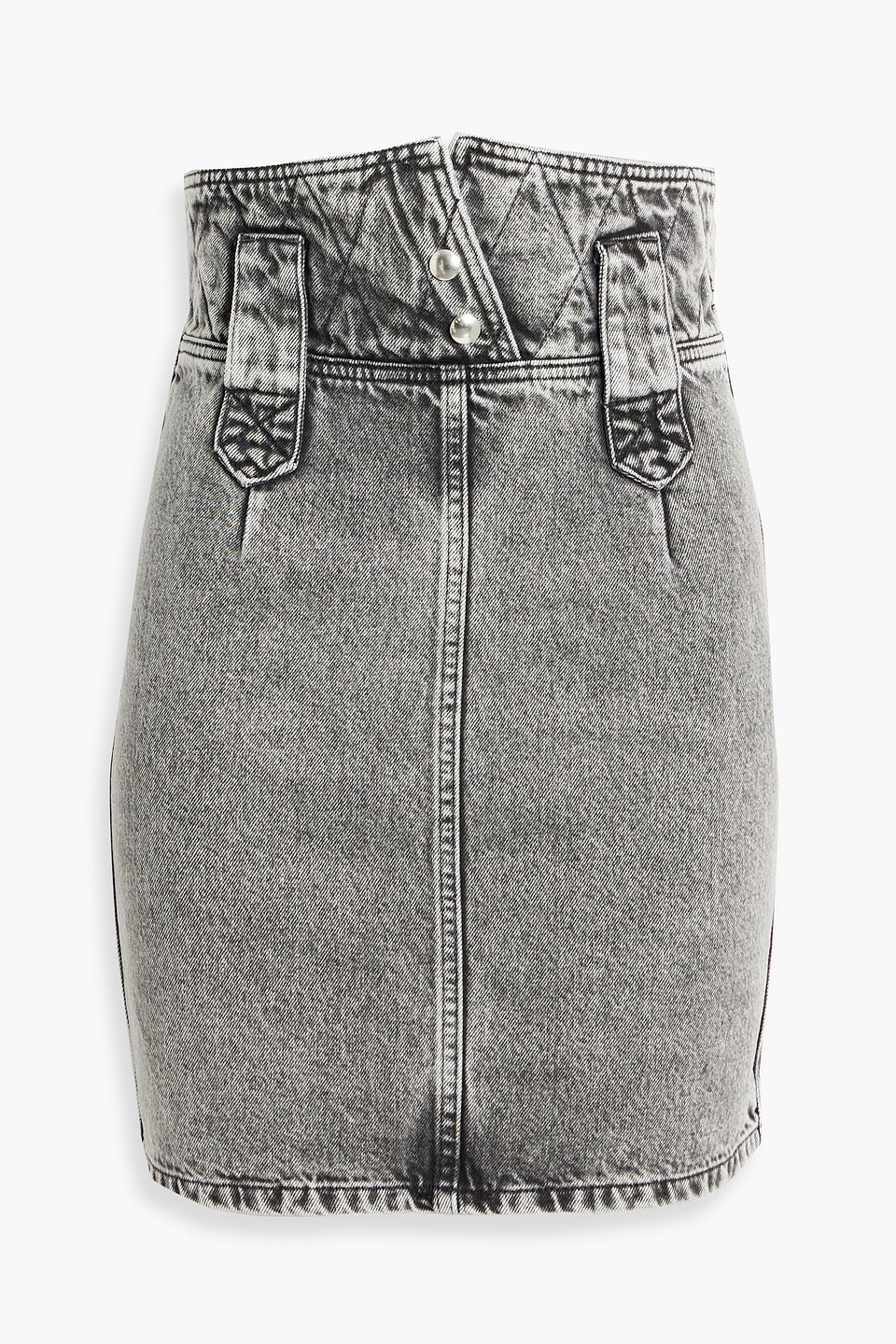 Iro Jazzino Acid-wash Denim Mini Skirt In Black