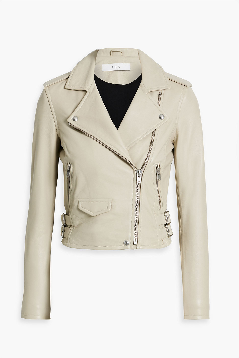 Iro Ashville Leather Biker Jacket In Beige