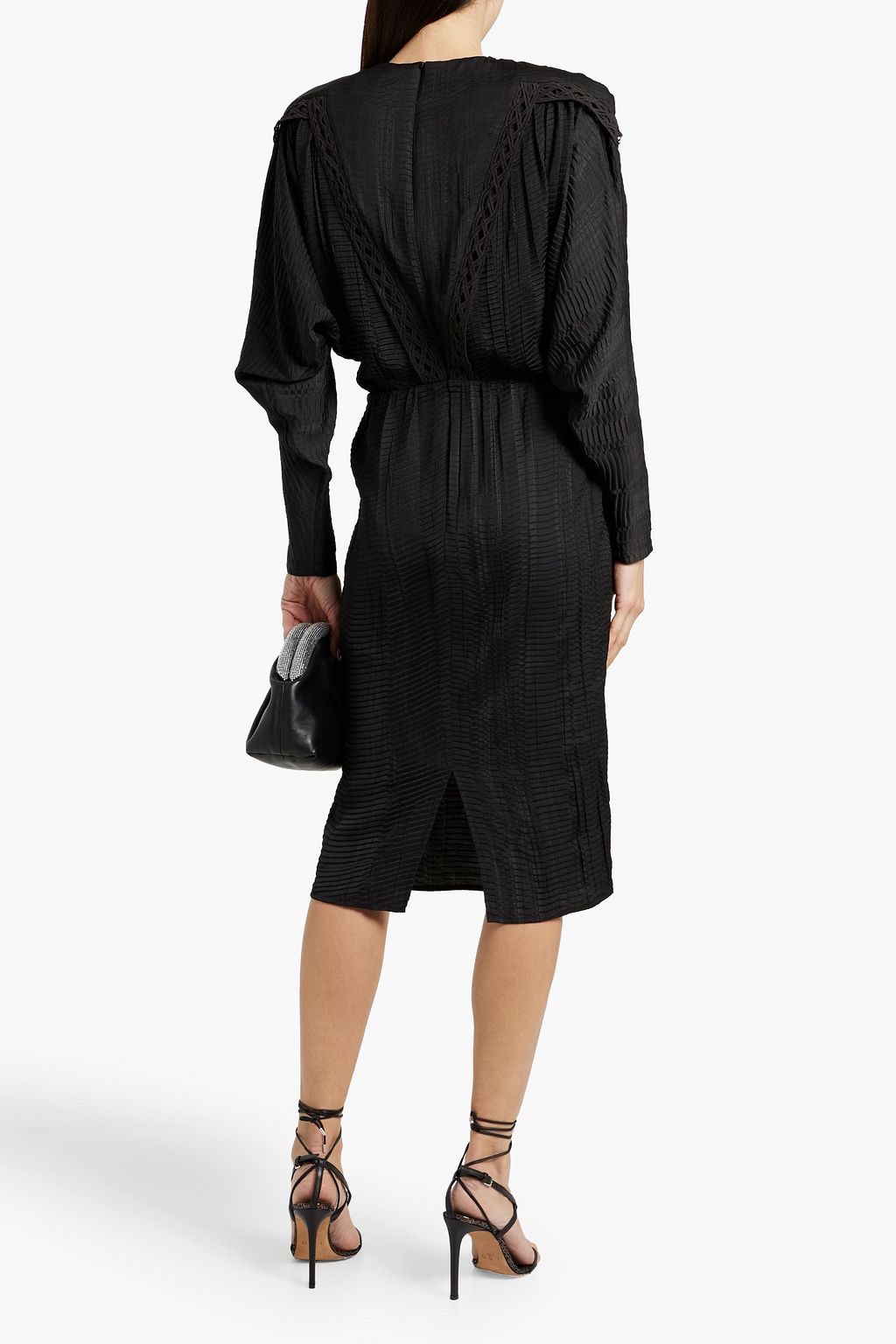 IRO Nicoa draped plissé-crepe de chine midi dress