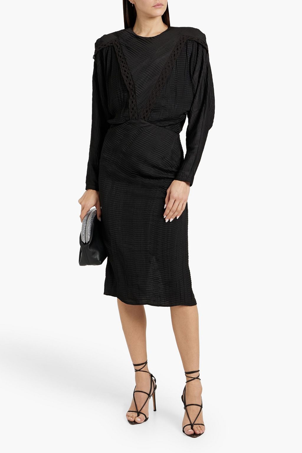 IRO Nicoa draped plissé-crepe de chine midi dress