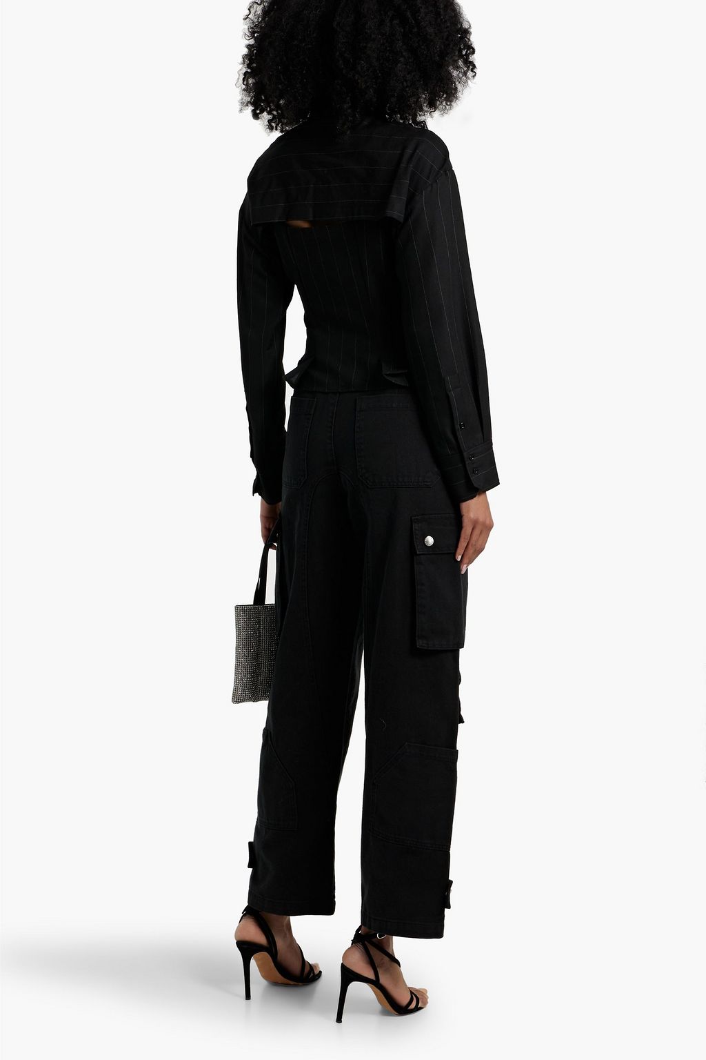 IRO Jannie cutout pinstriped twill shirt