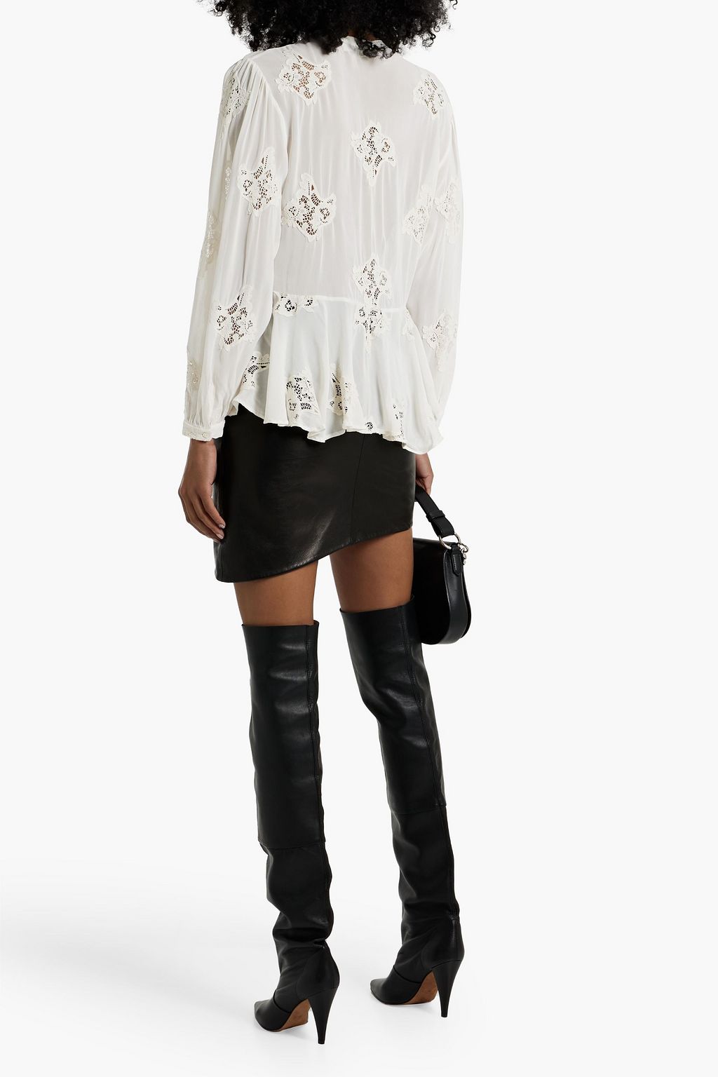 IRO Lalia crocheted lace-paneled chiffon blouse