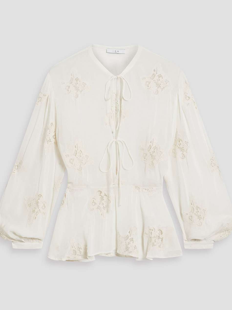 lalia chiffon and crocheted lace blouse