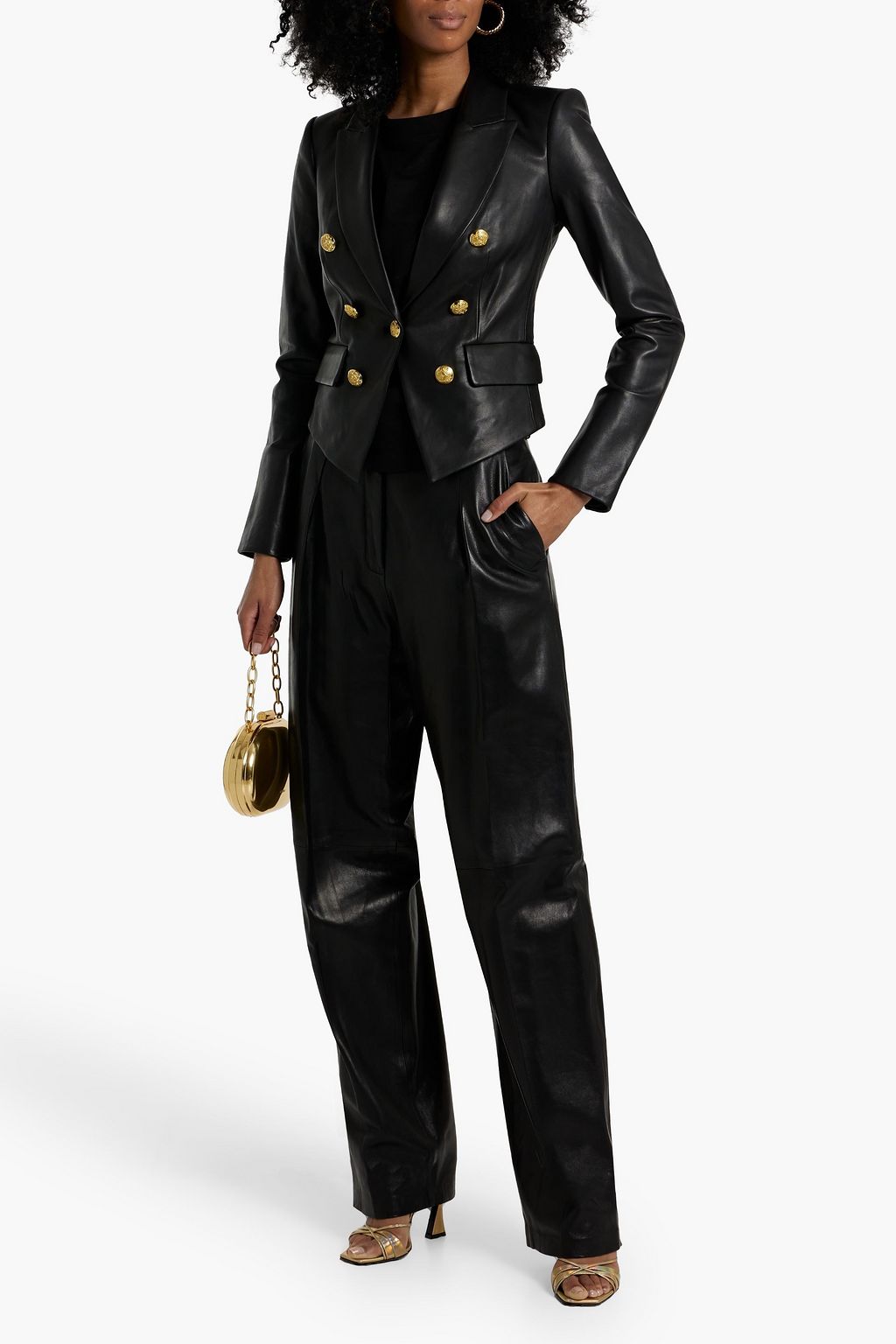 VERONICA BEARD Cooke Dickey button-embellished leather blazer