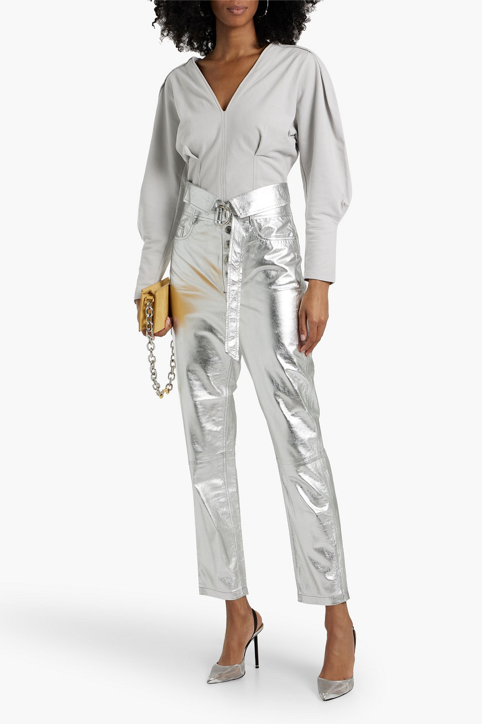 Iro Roqui French Cotton-blend Terry Top In Light Gray