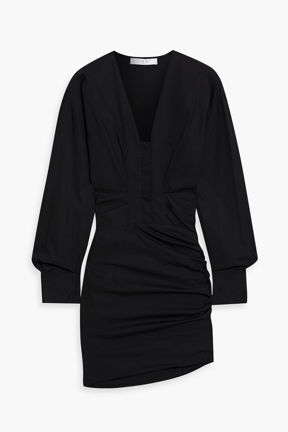 Iro Lahela Draped Cotton-poplin Mini Dress In Black