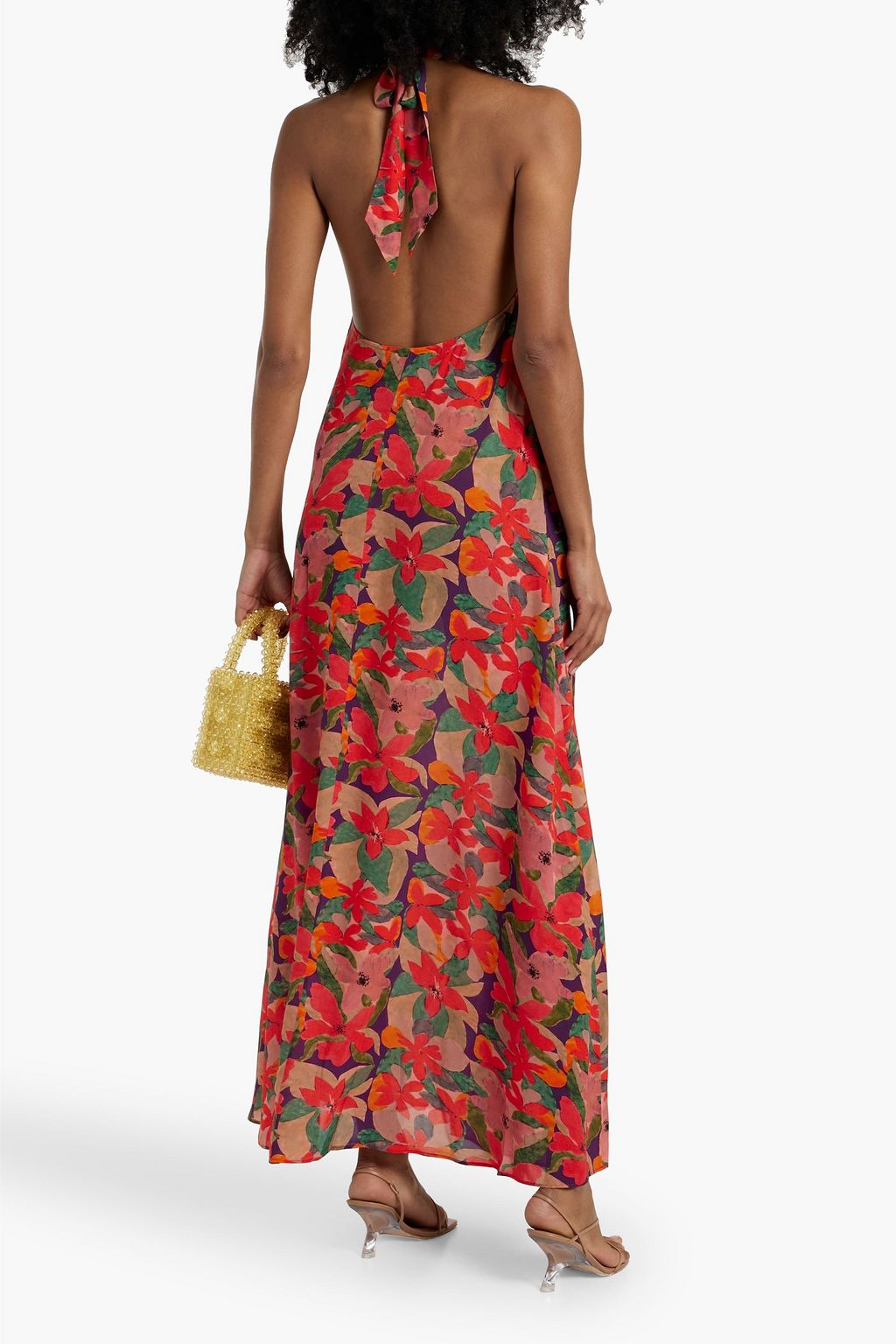 SOLID & STRIPED The Viv floral-print crepe de chine halterneck maxi dress