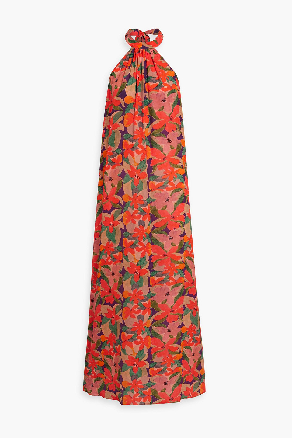 Solid & Striped The Viv Floral-print Crepe De Chine Halterneck Maxi Dress