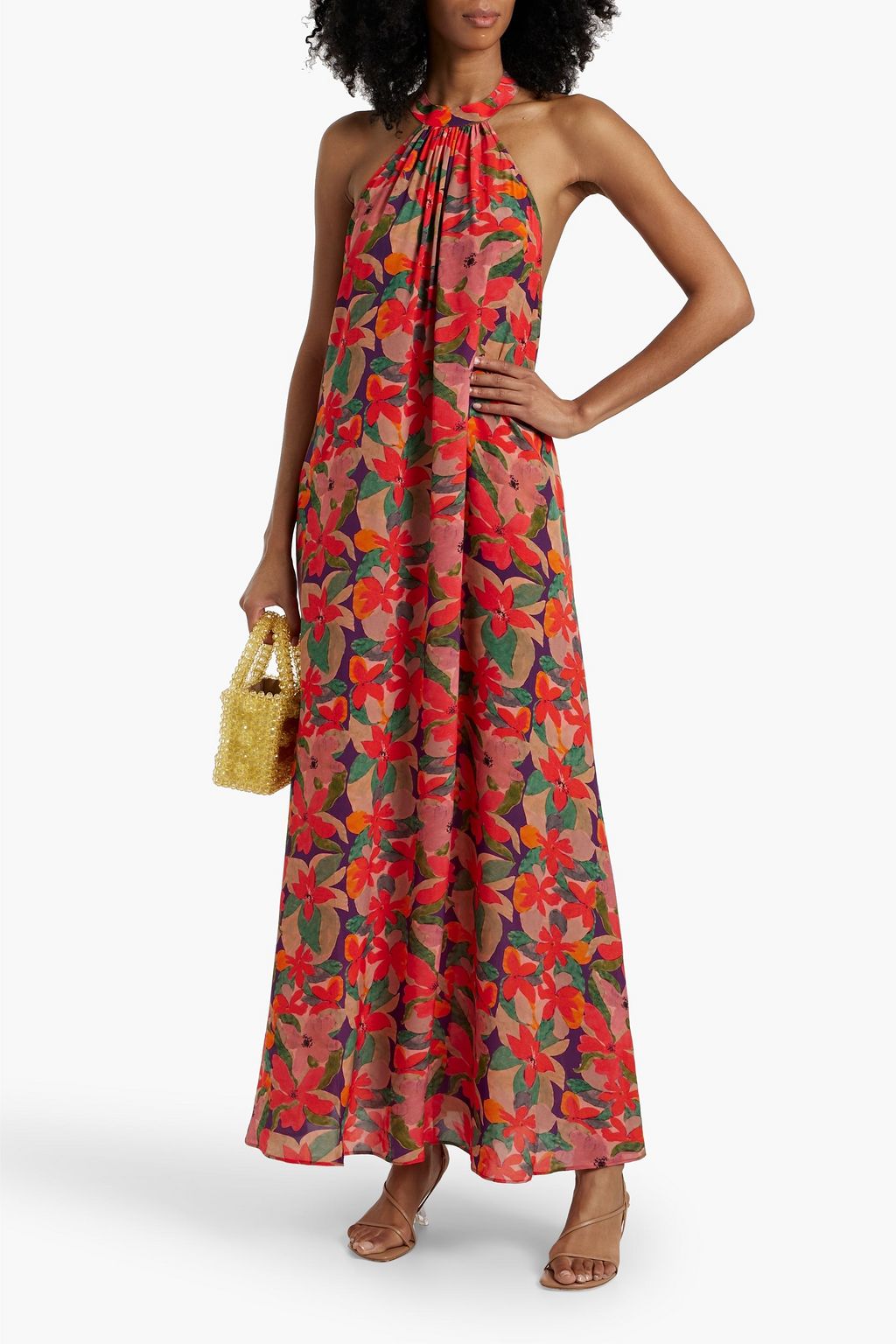 SOLID & STRIPED The Viv floral-print crepe de chine halterneck maxi dress