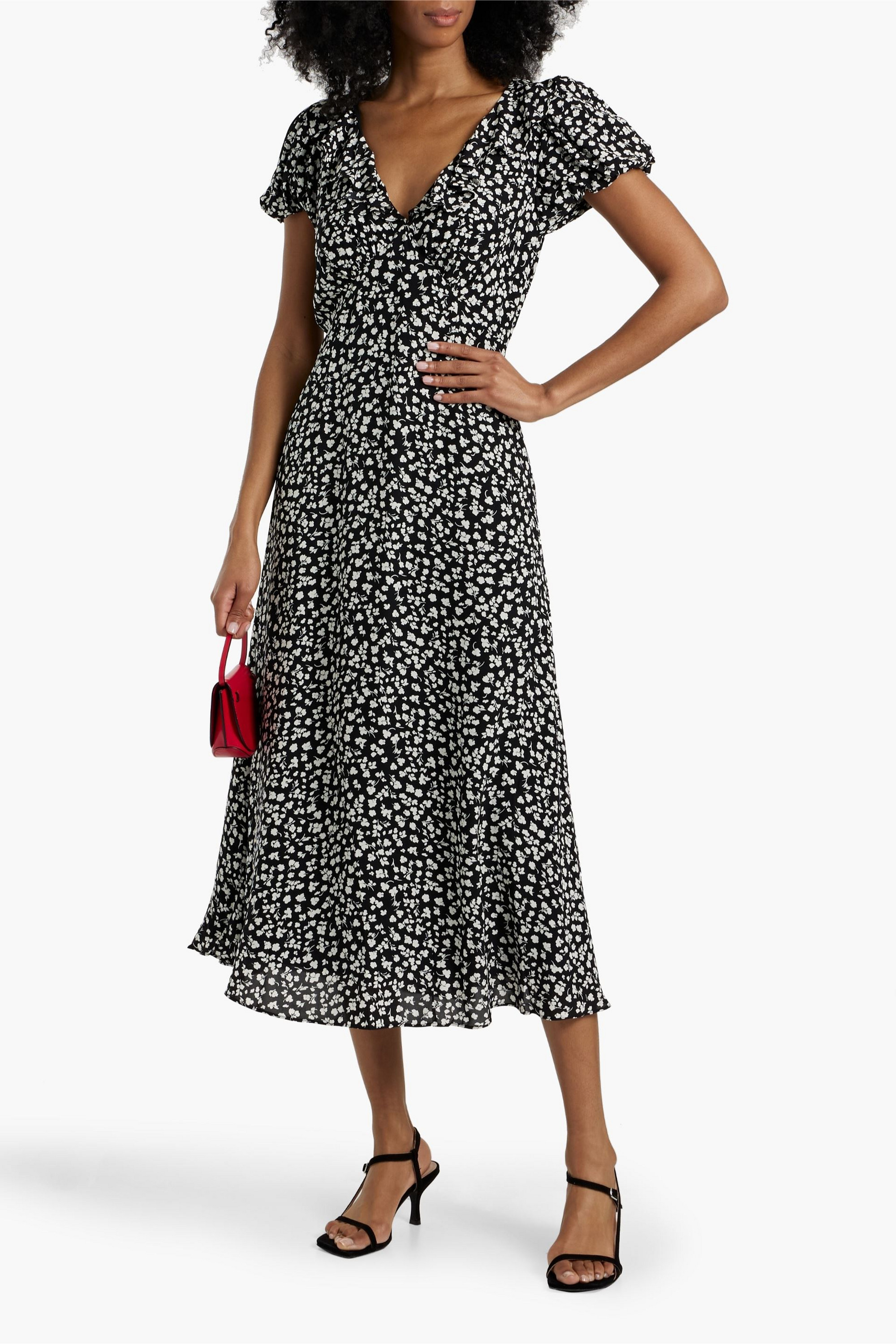 Solid & Striped The Calais ruffled floral-print crepe de chine midi dress