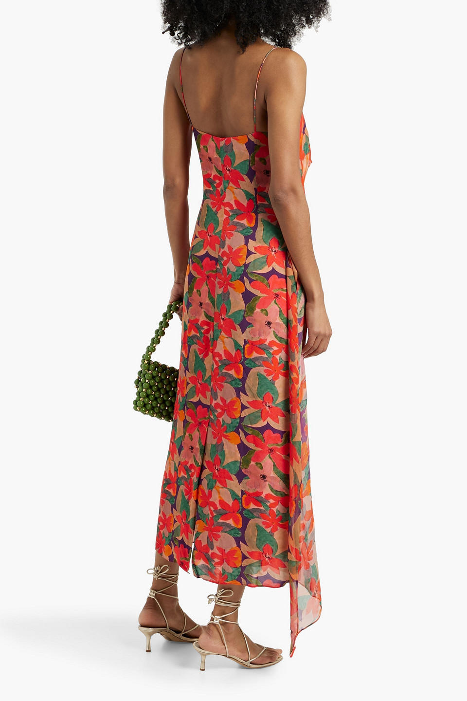 Solid & Striped The Lanier Draped Floral-print Georgette And Crepe De Chine Maxi Dress In Multicolor