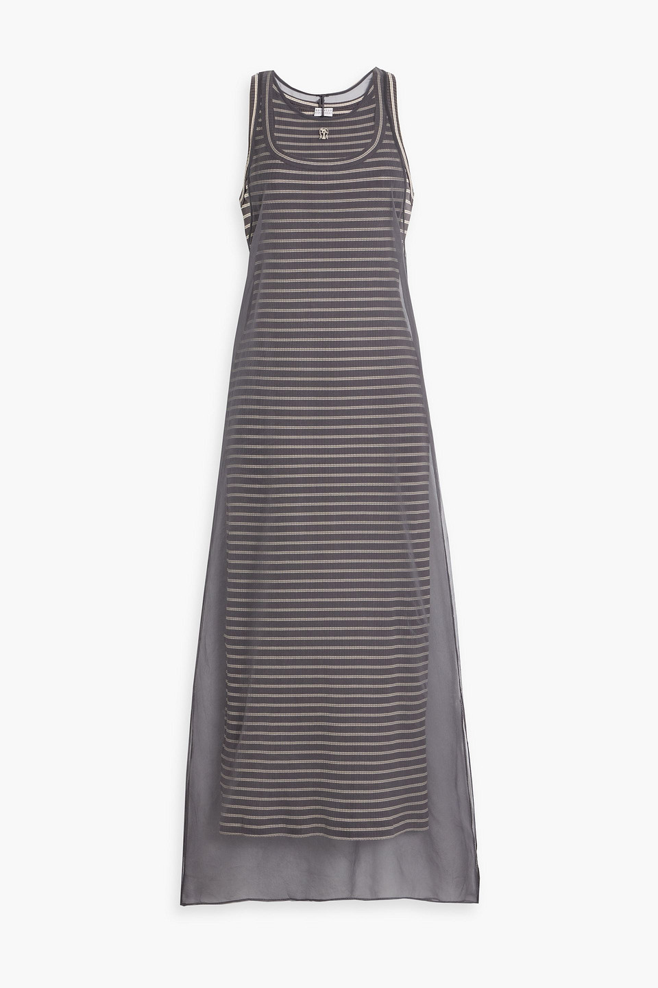 Brunello Cucinelli Layered Ribbed Cotton-blend And Silk-crepon Midi Dress In Black